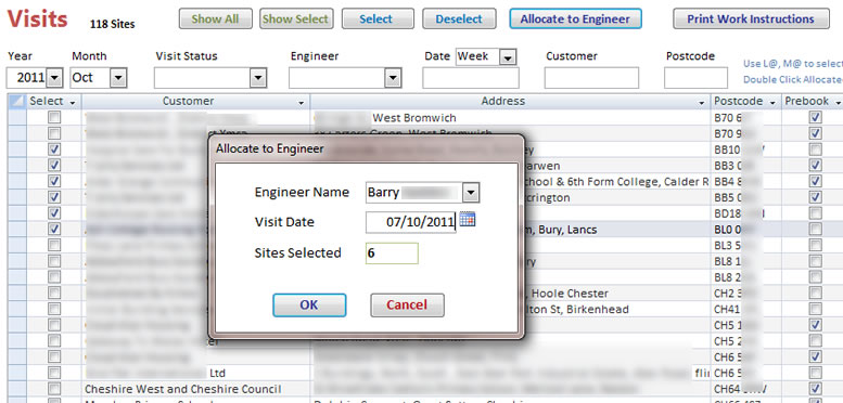 Engineer Visit Schedule