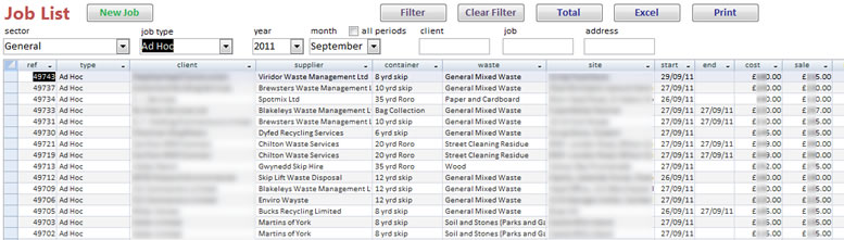 Waste Management Job List